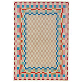 Alfombra de mezcla de lana con Checkered Border