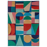 Alfombra de mezcla de lana con Patchwork Geometric