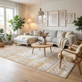 Alfombra Estilo Mediterráneo y Étnico Ocre