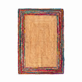 Alfombra de yute natural y algodón trenzado rectangular