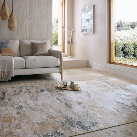 Alfombra Vintage Abstracta Lavable Lila