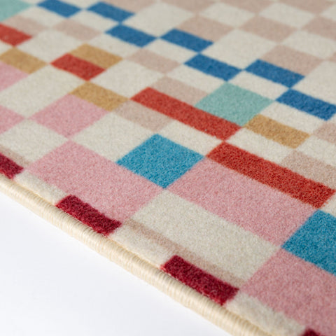 Alfombra de mezcla de lana con Checkered Border
