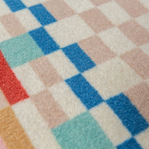 Alfombra de mezcla de lana con Checkered Border
