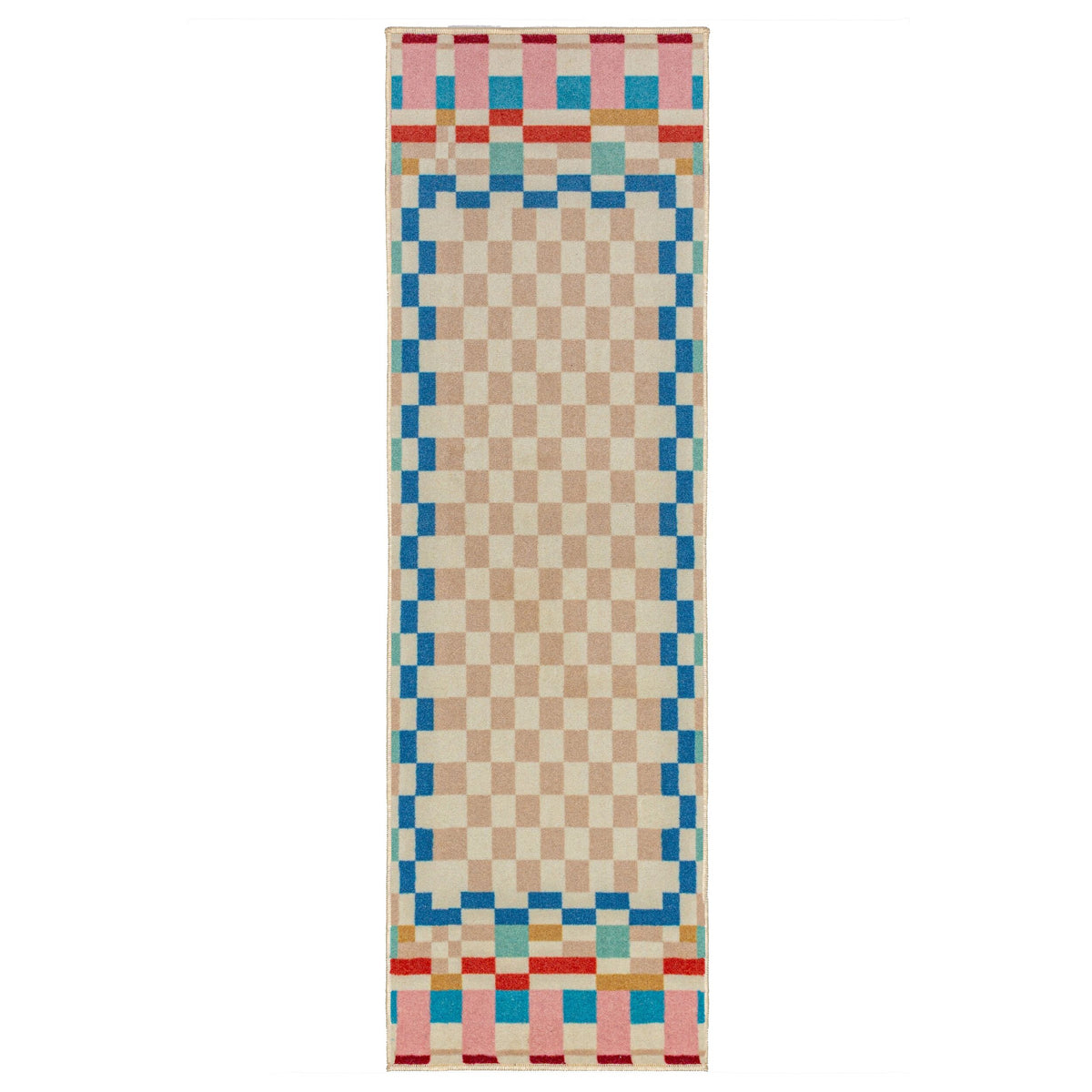 Alfombra de mezcla de lana con Checkered Border
