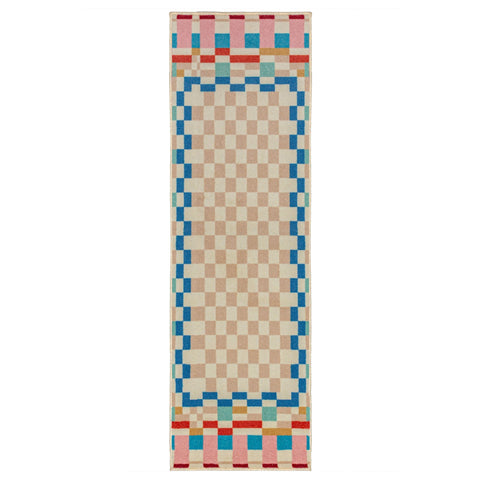 Alfombra de mezcla de lana con Checkered Border