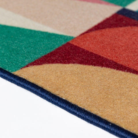 Alfombra de mezcla de lana con Patchwork Geometric