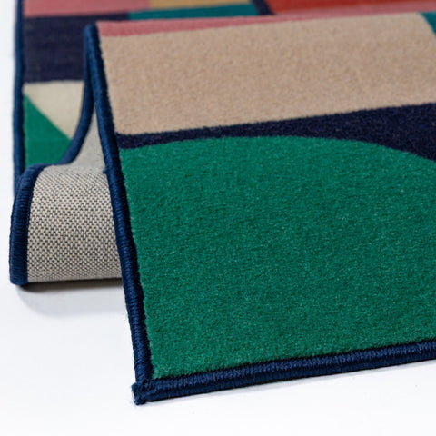 Alfombra de mezcla de lana con Patchwork Geometric