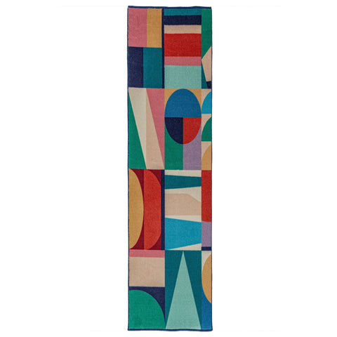Alfombra de mezcla de lana con Patchwork Geometric
