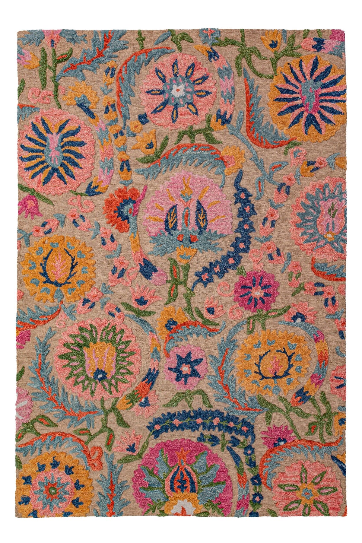 Alfombra de lana floral Amira
