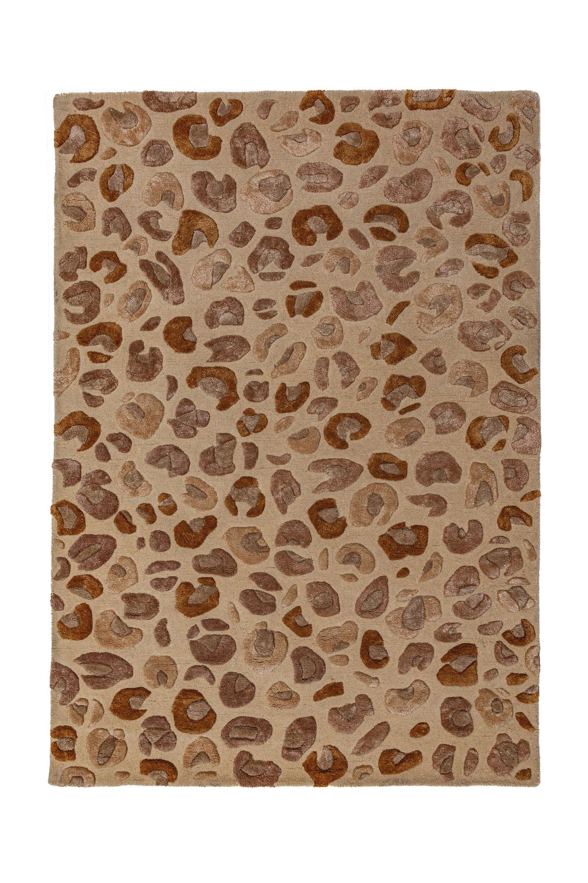 Alfombra de mezcla de lana con Leopard Frame