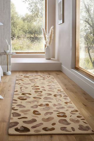 Alfombra de mezcla de lana con Leopard Frame