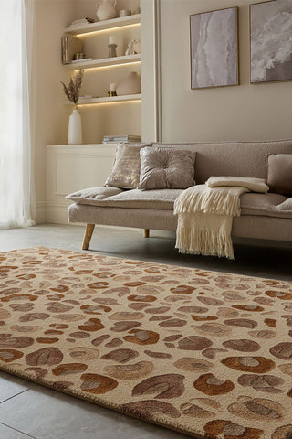 Alfombra de mezcla de lana con Leopard Frame
