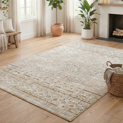 Alfombra Estilo Mediterráneo y Étnico Beige