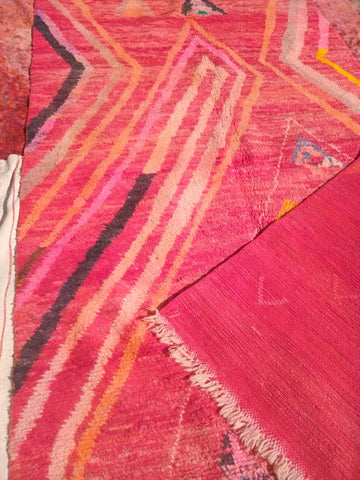 Alfombra Bereber Boujad Grande - Rosa, Naranja y Rojo