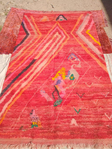 Alfombra Bereber Boujad Grande - Rosa, Naranja y Rojo