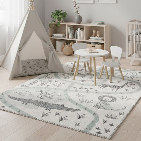 Tapete infantil Nuvia com estampado de animais