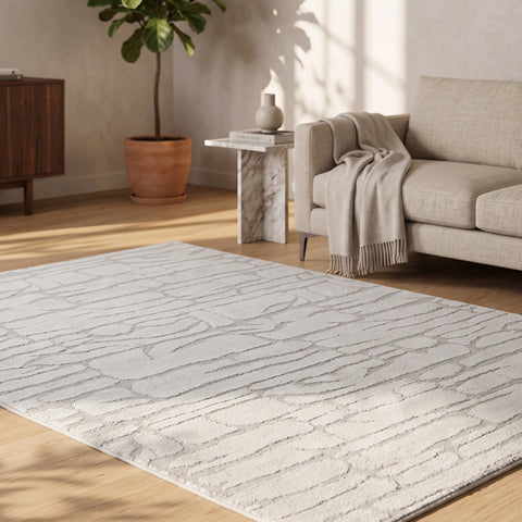 Tapete Serenity de pelo curto e macio com formas
