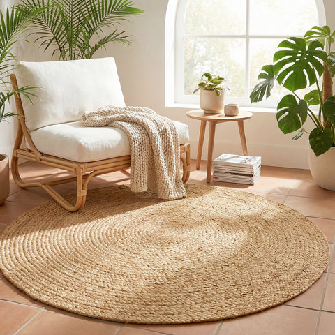 Alfombra Yute Natural Redonda