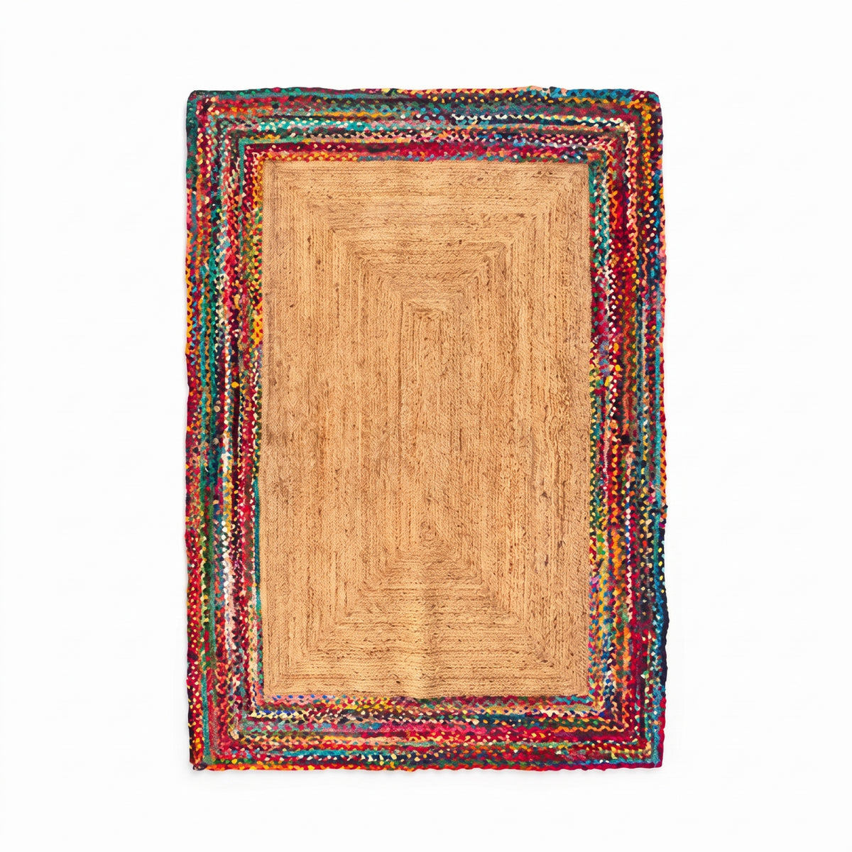 Alfombra de yute natural y algodón trenzado rectangular