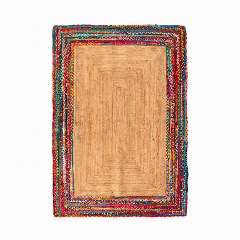Alfombra de yute natural y algodón trenzado rectangular